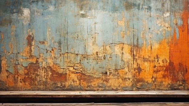A weathered wall adorned with splashes of paint - Generative AI