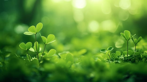 Lucky clover leaves for St. Patrick's Day. Banner with Irish clover leaves. High quality photo