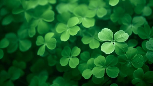 Lucky clover leaves for St. Patrick's Day. Banner with Irish clover leaves. High quality photo