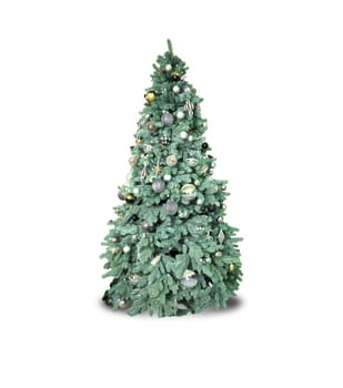 christmas tree with toys isolated on white , holidays, decorations, signs and symbols