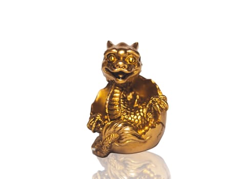 golden dragon hatching from egg, isolate on white, holidays, decorations, signs and symbols