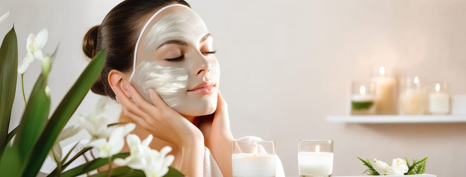 The image of a girl with a moisturizing mask on her face is the perfect banner to remind you of the importance of skincare, reviving the beauty and health of your skin.