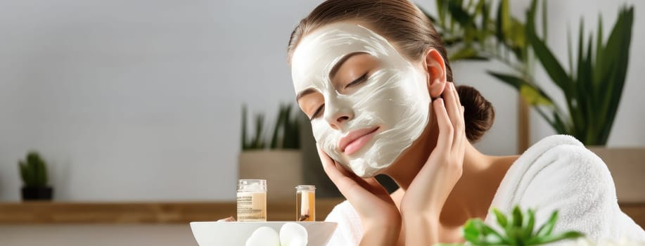 The image of a girl with a moisturizing mask on her face is the perfect banner to remind you of the importance of skincare, reviving the beauty and health of your skin.