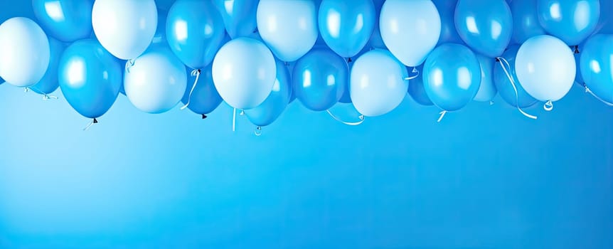 Bright Blue Color Banner with Holiday Balloons for Holiday Events.