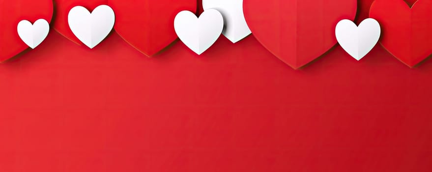 Red and white hearts on a red background, a great addition to the Valentine's Day holiday