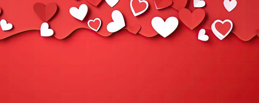 Image with red hearts on red background, which is suitable for Valentine's Day and romantic events