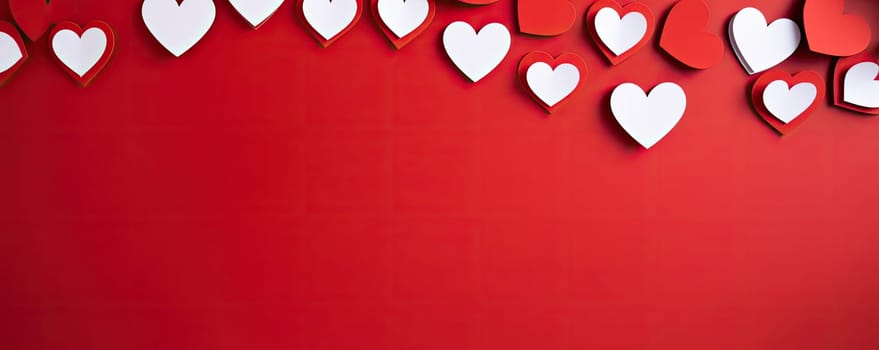 Image with red hearts on red background, which is suitable for Valentine's Day and romantic events