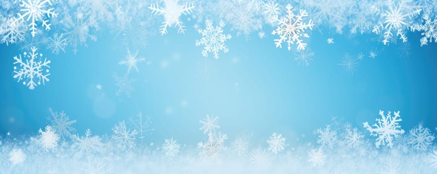 Themed banner depicting majestic snowflakes on a delicate blue background, designed to create a festive mood and decoration