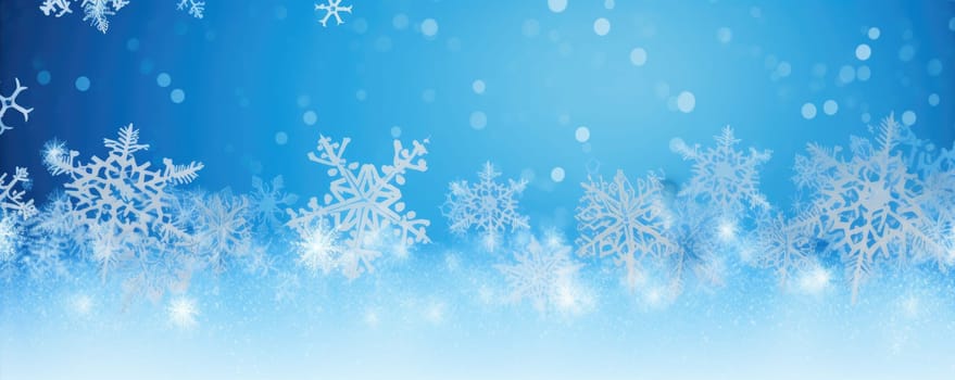 Themed banner depicting majestic snowflakes on a delicate blue background, designed to create a festive mood and decoration