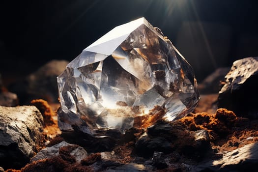 Natural big diamond in kimberlite, jewelry mining concept