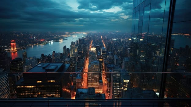 Magnificent view of the city from the top of a skyscraper AI