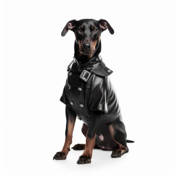 Dog guard on a white background. Security agency. Dog training.