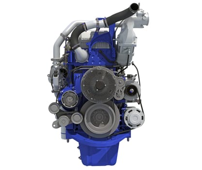 Truck engine 3D rendering model on white background