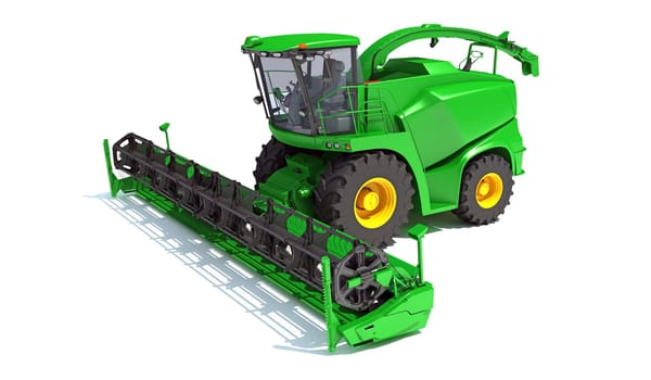 Combine Harvester farm equipment 3D rendering model on white background