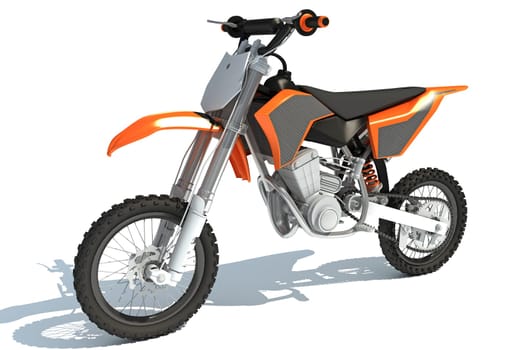 Motocross Bike 3D rendering model on white background