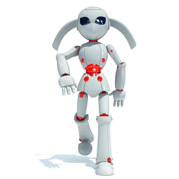 Robot 3D rendering model on white background