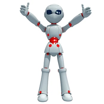 Robot 3D rendering model on white background