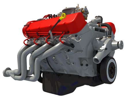 V8 Car Engine motor 3D rendering model