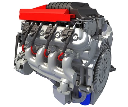 V8 Car Engine motor 3D rendering model