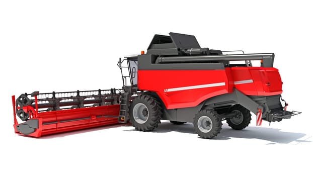 Combine Harvester farm equipment 3D rendering model on white background