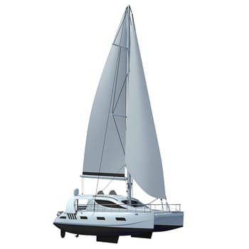 3D rendering of Sailing Yacht model on white background