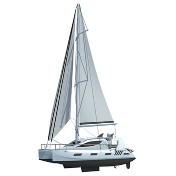 3D rendering of Sailing Yacht model on white background