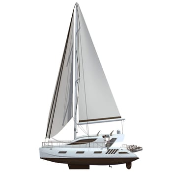 3D rendering of Sailing Yacht model on white background