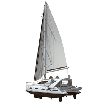 3D rendering of Sailing Yacht model on white background