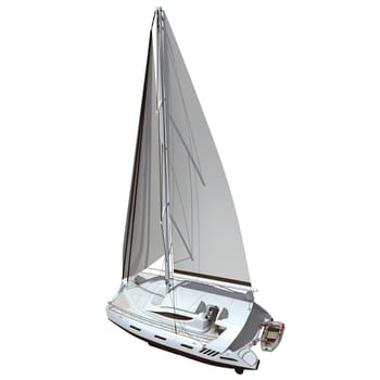 3D rendering of Sailing Yacht model on white background