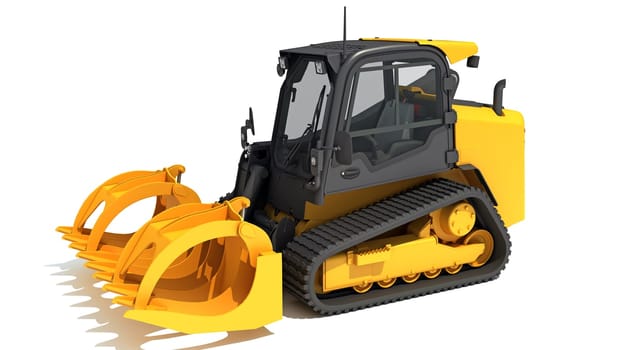 Manure Fork Skid Steer Loader 3D rendering model on white background