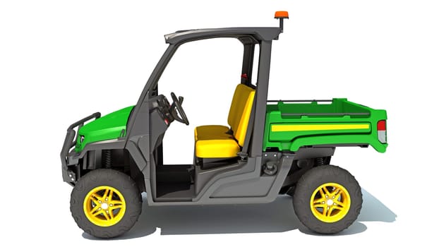 UTV Utility Vehicle 3D rendering model on white background