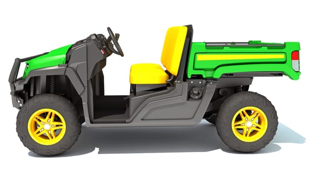 UTV Utility Vehicle 3D rendering model on white background