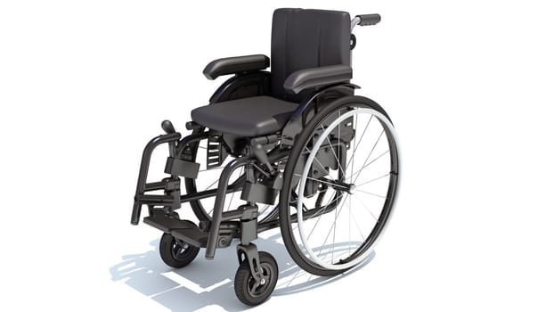 Wheelchair medical equipment 3D rendering model on white background