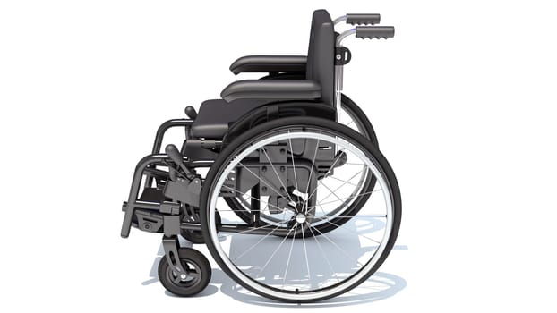 Wheelchair medical equipment 3D rendering model on white background