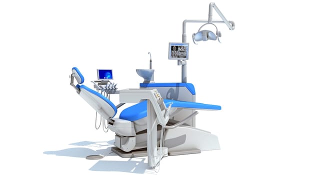 Dental treatment station unit 3D rendering model on white background