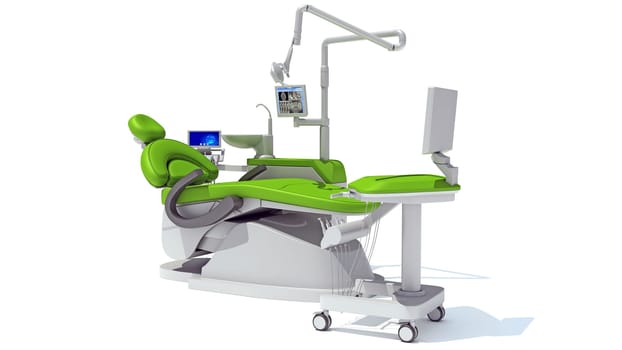 Dental treatment station unit 3D rendering model on white background