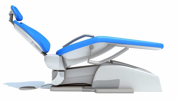 Dental treatment chair 3D rendering model on white background