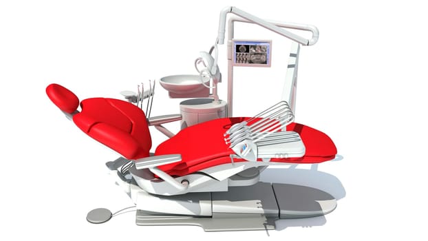 Dental treatment station unit 3D rendering model on white background