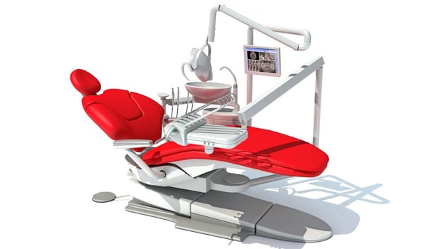 Dental treatment station unit 3D rendering model on white background