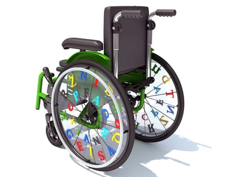 Kids Wheelchair 3D rendering model on white background