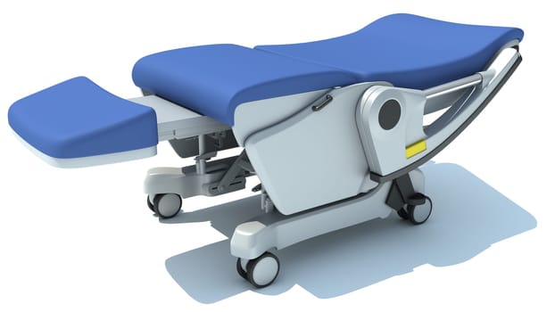 Hospital Patient Chair 3D rendering model on white background