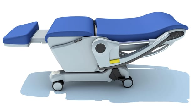 Hospital Patient Chair 3D rendering model on white background