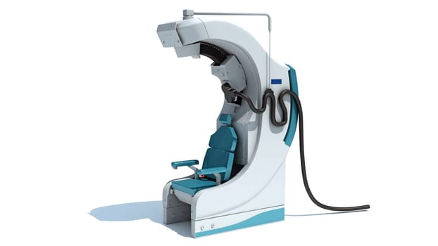 Transcranial Magnetic Medical Stimulator 3D rendering model on white background