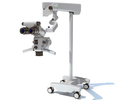 Dental Microscope medical equipment 3D rendering model on white background