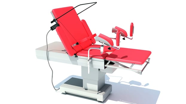 Gynecological Operating Table 3D rendering model on white background