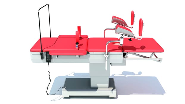 Gynecological Operating Table 3D rendering model on white background