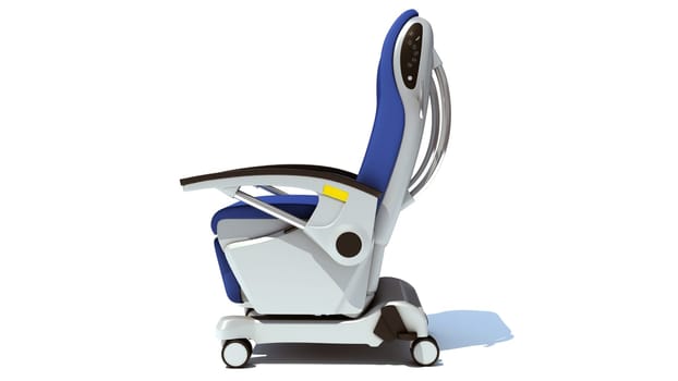 Hospital Patient Chair 3D rendering model on white background