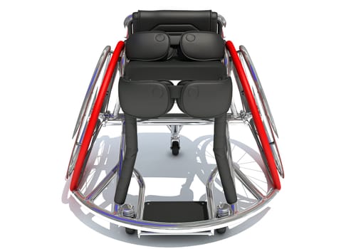 Sport Wheelchair 3D rendering model on white background