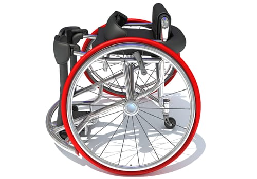 Sport Wheelchair 3D rendering model on white background