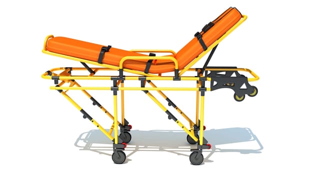 Medical Stretcher Trolley 3D rendering model on white background